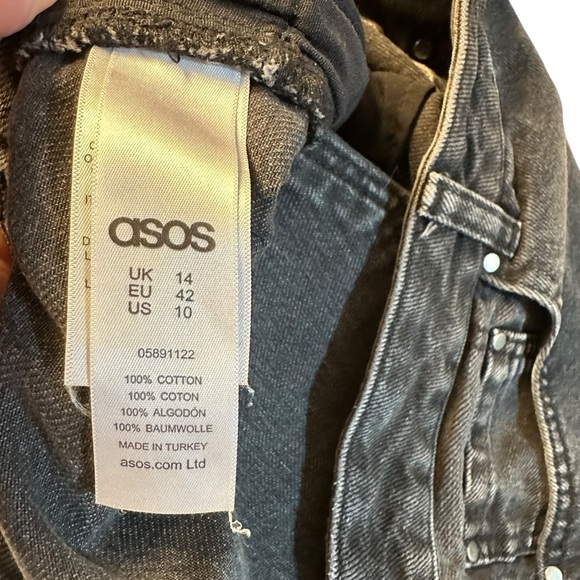 ASOS | Women's Black Button Fly Denim Mini Skirt Size 10 - Picture 6 of 7